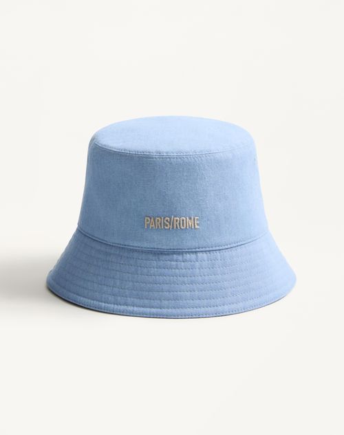 Valentino Garavani - Chez Valentino Denim Bucket Hat With Embroidery - Azure - Man - Hats And Gloves