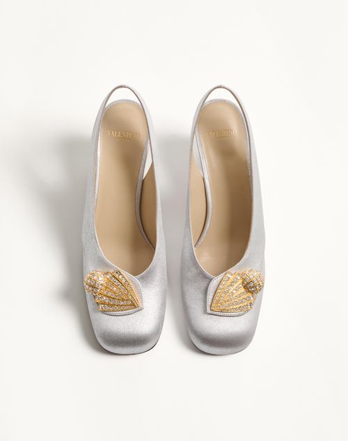 Valentino Garavani - Adamantine Slingback Pumps In Glitter Fabric 60mm - Silver - Woman - Pumps