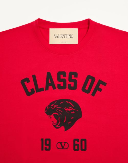 Valentino - Valentino Cotton T-shirt With Panther Print - Red/black - Man - T-shirts And Sweatshirts
