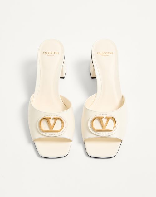Valentino Garavani - Vlogo Signature Slide Sandal In Calfskin 60mm - Ivory - Woman - Sandals