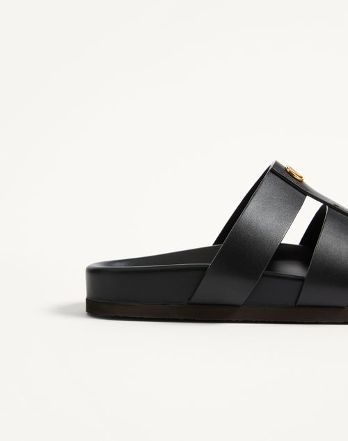 Valentino Garavani - Sandalo Slide Studshield In Vitello - Nero - Uomo - Sandali E Slides