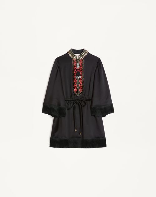 Valentino - Washed Double Duchesse Embroidered Top - Black/multicolor - Woman - Shirts And Tops