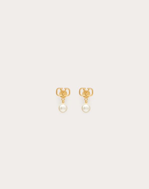 Valentino Garavani Vlogo Signature Earrings With Swarovski® Pearls Woman Gold Uni