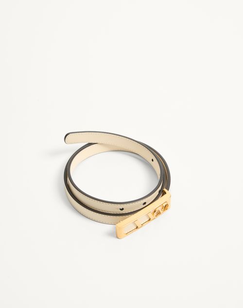 Valentino Garavani - Vlogo Signature Belt In Shiny Calfskin 15 Mm - Butter - Woman - Belts