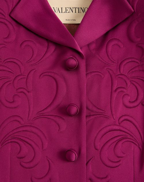 Valentino - Caban In Cady Raso Ricamato - Viola Magenta - Donna - Giacche E Caban
