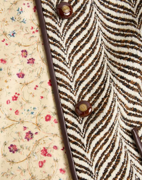 Valentino - Wool Cloth Caban In Fauve Eclat Animal Print - Ivory/brown - Woman - Jackets And Blazers