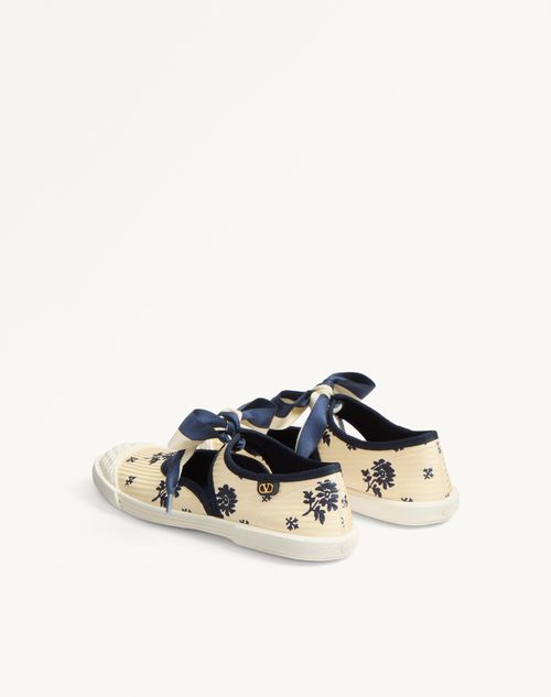 Valentino Garavani - Bay By Bay Ballerina Sneakers In Papier Floral Fabric - Butter/blue - Woman - Sneakers