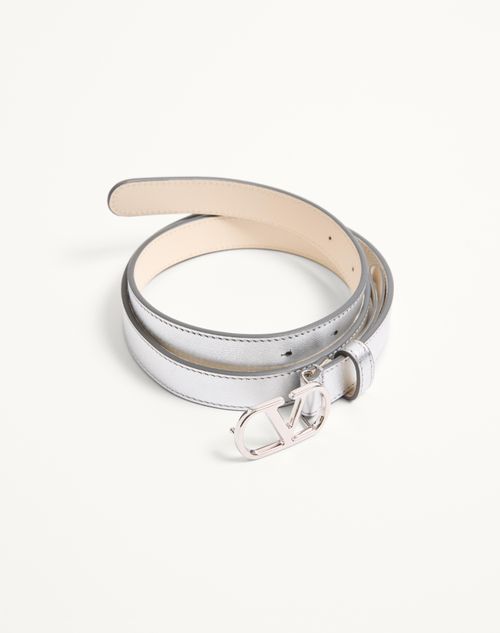 Valentino Garavani - Vlogo Signature Belt In Laminated Calfskin 20 Mm - Silver - Woman - Belts