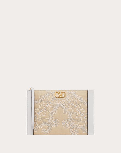 Valentino Garavani - Embroidered Vlogo Signature Pouch - Natural/white - Woman - Clutches