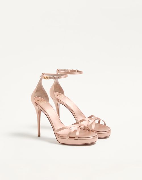 Valentino Garavani - Valentino Garavani Eveninglam Satin Platform Sandal 120mm - Poudre - Woman - Sandals