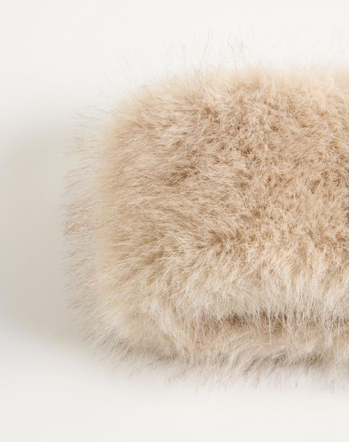 Valentino Garavani - Vlogo Signature Faux Fur Headband - Beige - Woman - Hats And Gloves