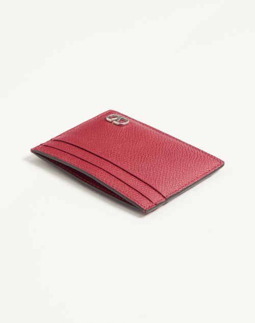 Valentino Garavani - Valentino Garavani Vlogo Signature Cardholder In Grainy Calfskin - Red - Man - Wallets And Small Leather Goods