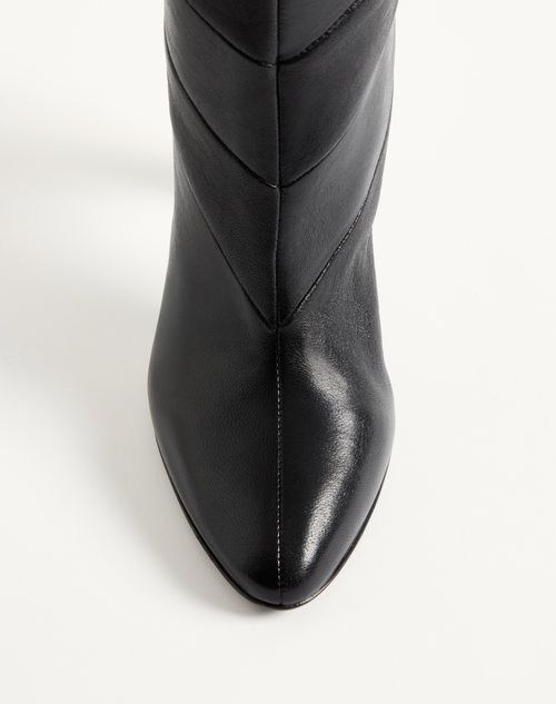 Valentino Garavani - Rayons Nappa Boot With Chevron Pattern 100mm - Black - Woman - Boots