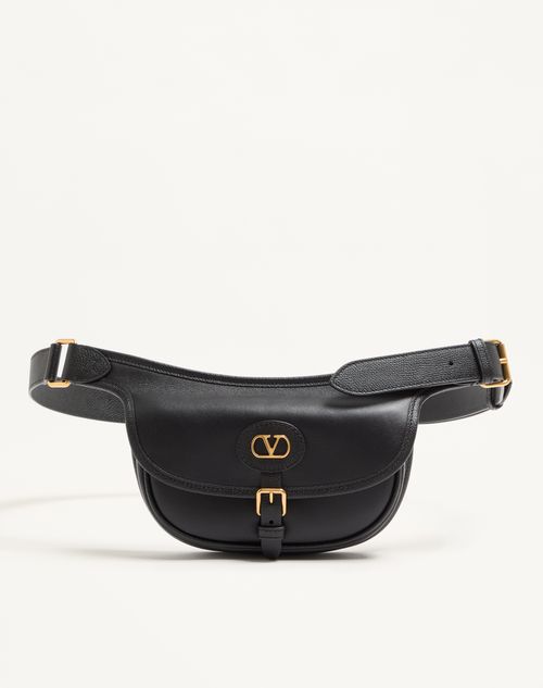 Valentino Garavani - Valentino Garavani Antibes Calfskin Pouch - Black - Man - Belt Bags