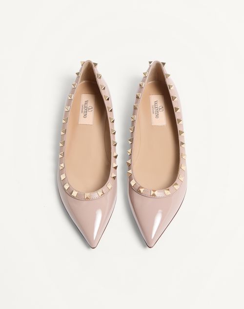 Valentino Garavani - Patent Rockstud Ballet Flat - Poudre - Woman - Ballerinas