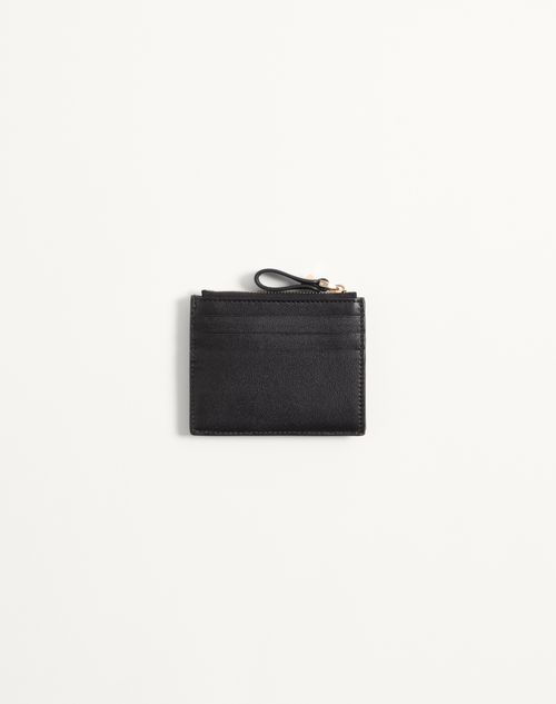 Valentino Garavani - Rockstud Calfskin Cardholder With Zipper - Black - Woman - Wallets And Small Leather Goods