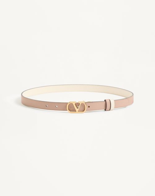 Valentino Garavani - Vlogo Signature Reversible Shiny Calfskin Belt - 20mm / 1.2 In. - Light Ivory/rose Cannelle - Woman - Belts