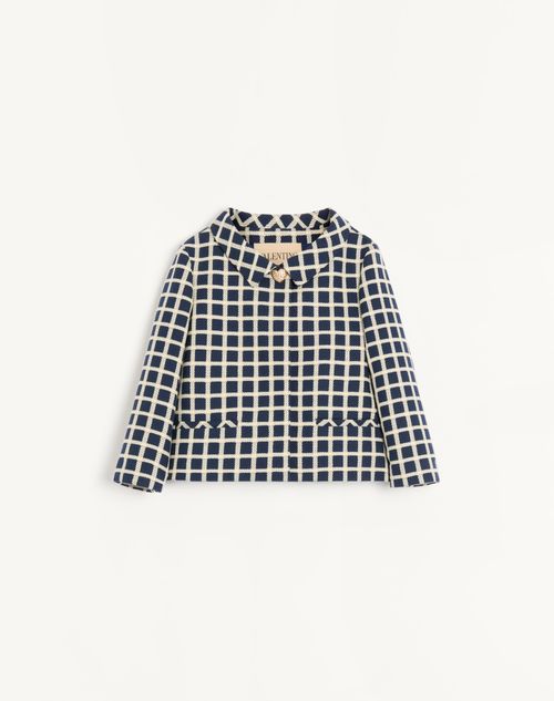 Valentino - Wolljacke Mit Windowpane-karo Muster - Blau - Frau - Jacken Und Mäntel
