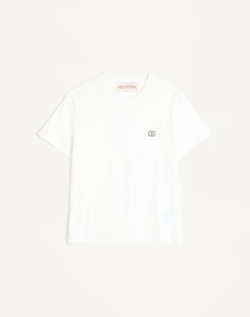 Valentino Cotton T-shirt With Vlogo Patch Man Ivory Xxl