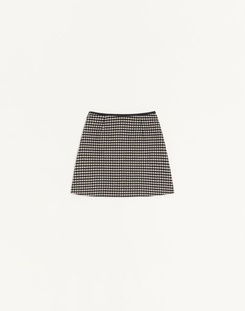 Valentino - Jupe En Laine À Motif Micro Vichy - Ivoire/noir - Femme - Jupes