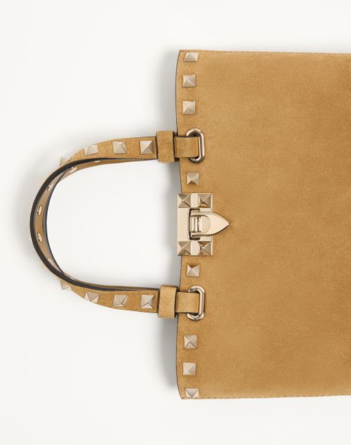 Valentino Garavani - Bolso De Compras Rockstud Mini De Ante - Havana Beige - Mujer - Bolsos Shopping