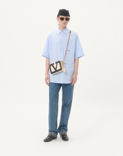 Valentino - Embroidered Cotton Shirt - Sky Blue - Man - Shirts