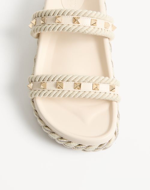 Valentino Garavani - Rockstud Slide Sandal In Calfskin 20mm - Light Ivory - Woman - Espadrilles And Wedges