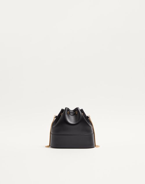 Valentino Garavani - Mini Sac Seau Vlogo Signature En Cuir Nappa - Noir - Femme - Sacs Porté Épaule