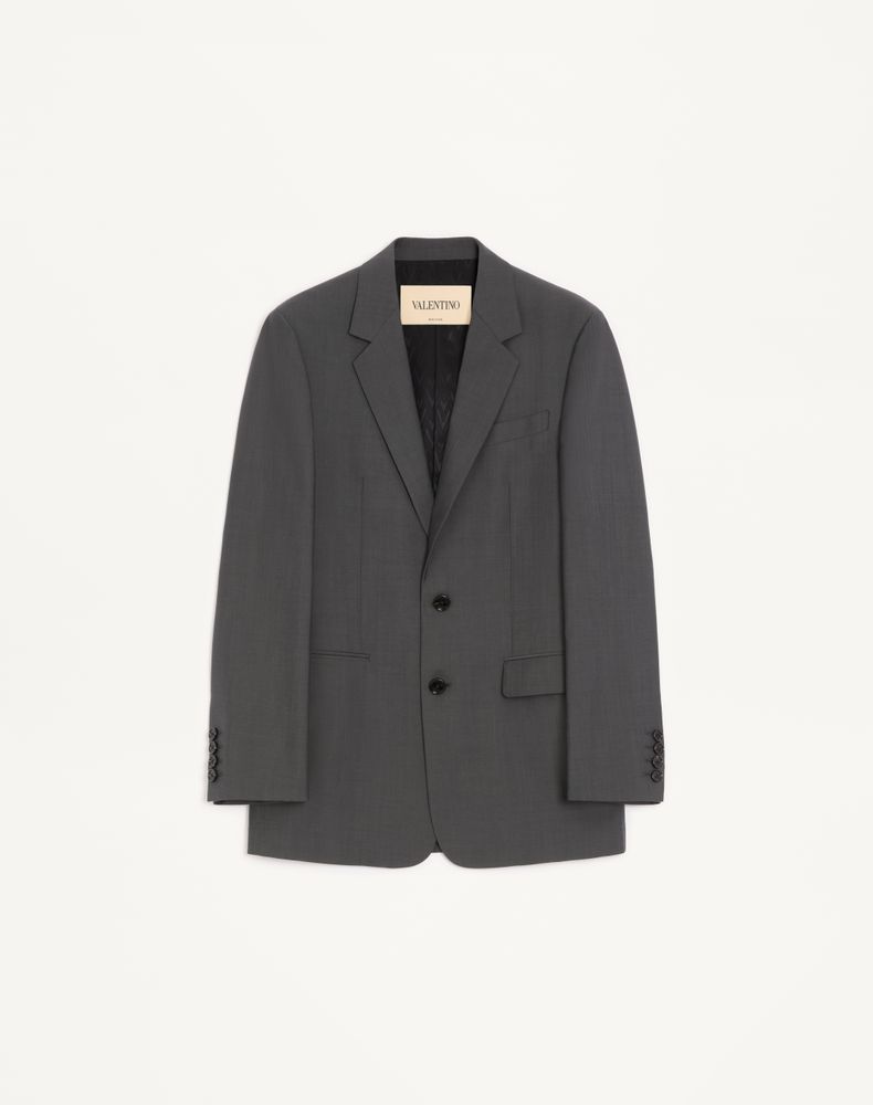 Valentino Men's Dark Grey Single-Breasted Wool Jacket Man 56