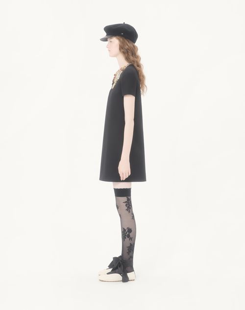 Valentino - Embroidered Crepe Couture Short Dress - Black/multicolor - Woman - Dresses