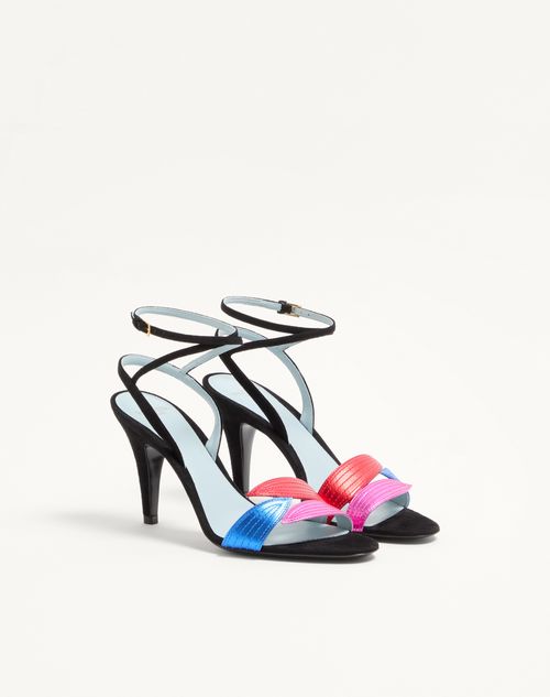 Valentino Garavani - Foliefoliage Suede Sandal 85mm - Black - Woman - Sandals