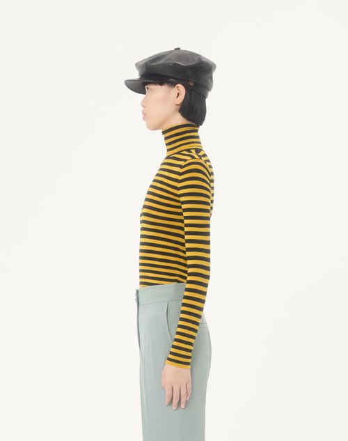 Valentino - Striped Wool Sweater - Black/yellow - Woman - Knitwear