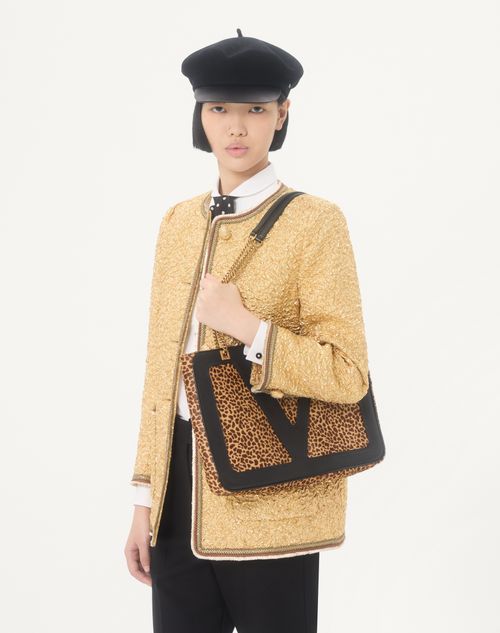 Valentino Garavani - Valentino Garavani Viva Superstar Medium Shopping Bag In Calfskin With Pony Effect - Animal Print - Woman - Totes