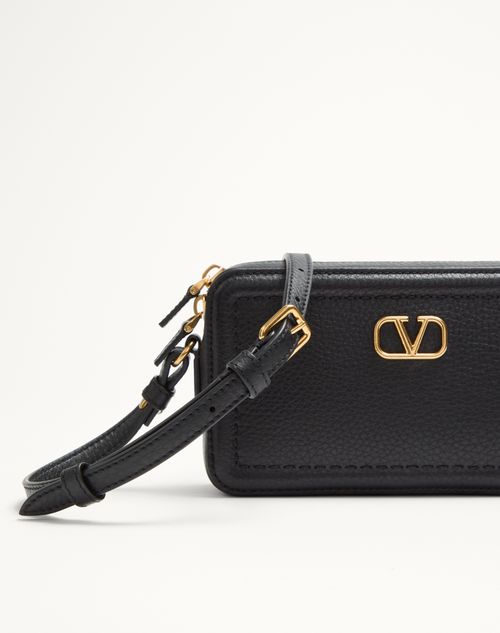 Valentino Garavani - Valentino Garavani Alltime Mini Shoulder Bag In Grainy Calfskin - Black - Woman - Clutches