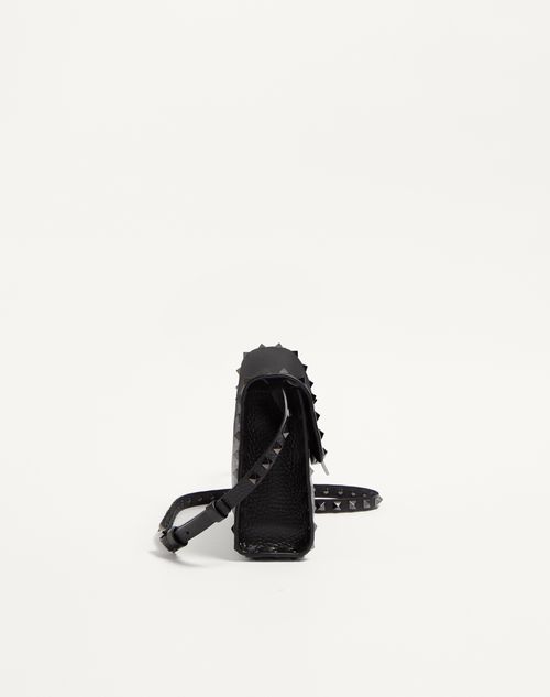 Valentino Garavani - Small Rockstud Grainy Calfskin Crossbody Bag - Black - Woman - Shoulder Bags