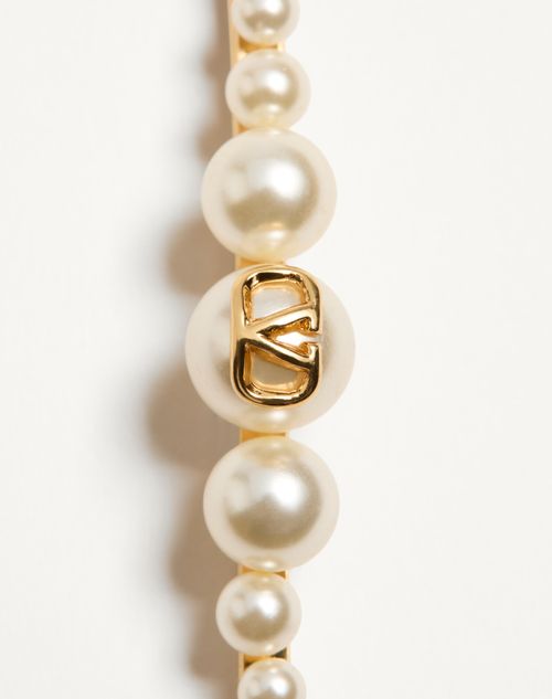 Valentino Garavani - Vロゴ シグネチャー メタル X パール ヘアクリップ - ゴールド - ウィメンズ - ヘアーアクセサリー