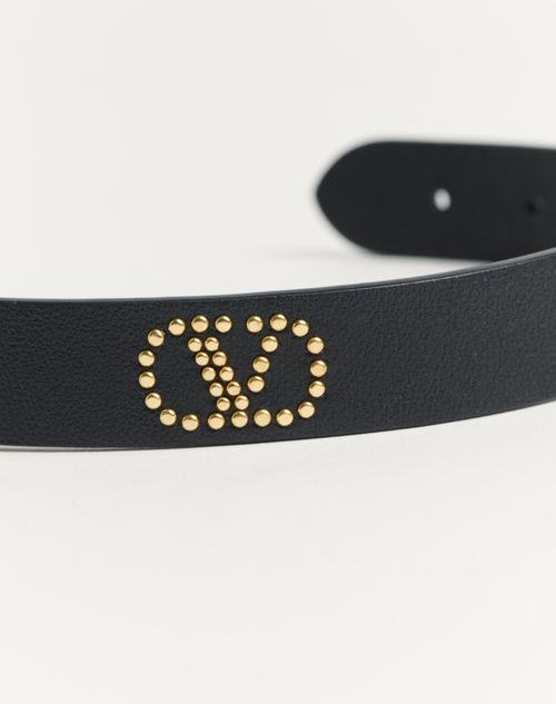 Valentino Garavani - Valentino Garavani Vlogo Signature Leather And Metal Choker - Black - Woman - Jewellery