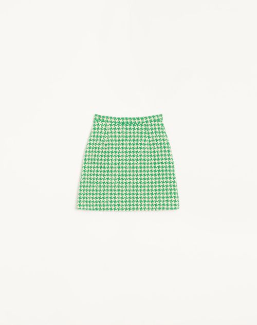 Valentino - Falda De Tweed Pata De Gallo - Verde/abedul - Mujer - Faldas