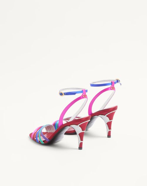Valentino Garavani - Sandalia Ladycrush De Satén Con Cristales Y Tacón De 85 mm - Multicolor/plateado - Mujer - Sandalias