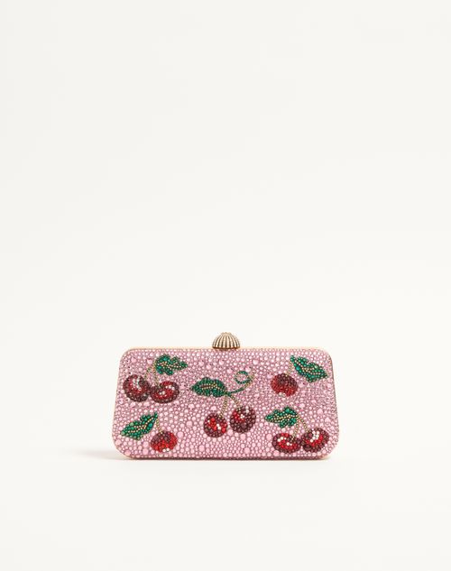 Valentino Garavani - Valentino Garavani Carry Secrets Minaudiere With Cherryfic Rhinestone Motif - Pink - Woman - Clutches