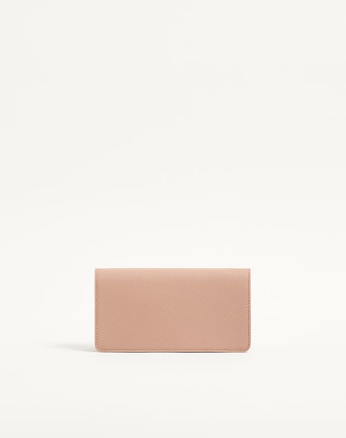Valentino Garavani - Vlogo Signature Grainy Calfskin Wallet With Chain - Rose Cannelle - Woman - Clutches
