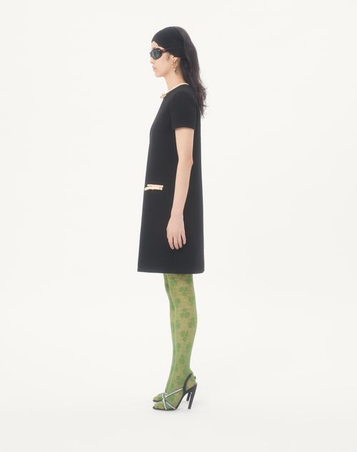 Valentino - Short Dress In Plain Wool Tweed - Black/red/green - Woman - Dresses