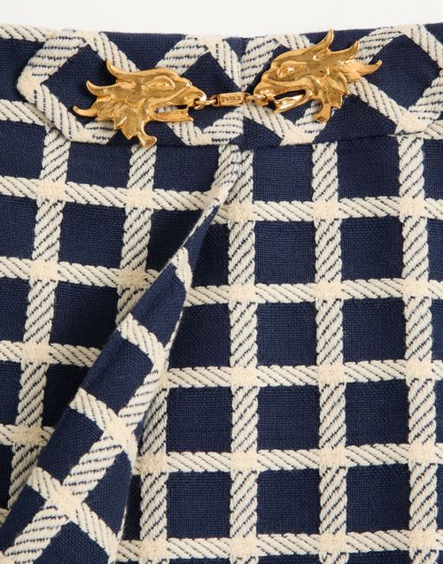 Valentino - Wool Skirt With Windowpane Check Pattern - Blue - Woman - Skirts