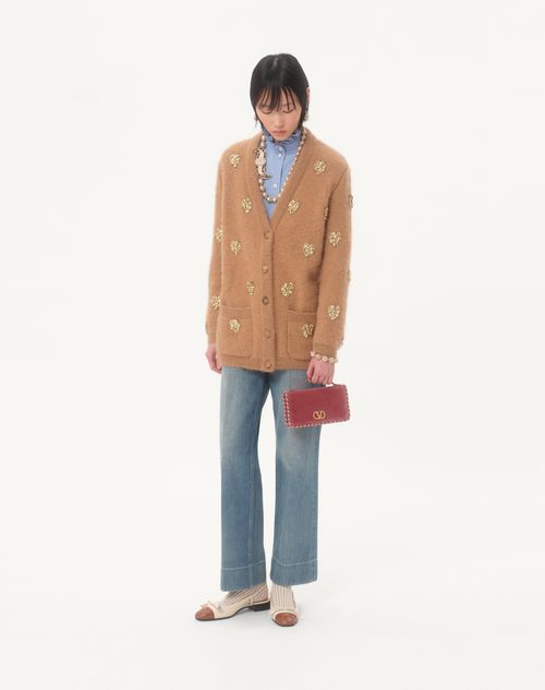Valentino Garavani - Vlogo Signature Velvet Chain Wallet With Jewel Logo - Phard - Woman - Wallets And Small Leather Goods