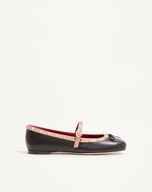 Valentino Garavani - Mary-jane Rockstud Ballerina In Nappa 05mm - Black - Woman - Ballerinas