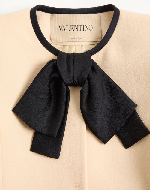 Valentino - Caban En Crêpe De Laine - Bouleau/noir - Femme - Vestes Et Manteaux