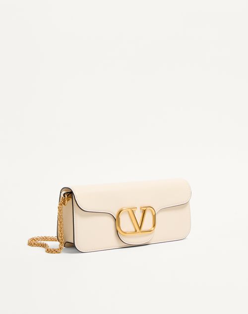 Valentino Garavani - Valentino Garavani Locò Calfskin Shoulder Bag - Light Ivory - Woman - Shoulder Bags