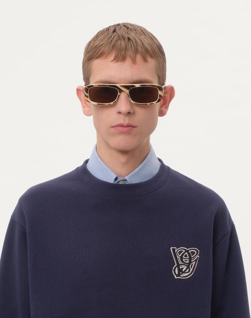 Valentino - Sudadera De Algodón Con Parche Vg - Azul - Hombre - Camisetas Y Sudaderas