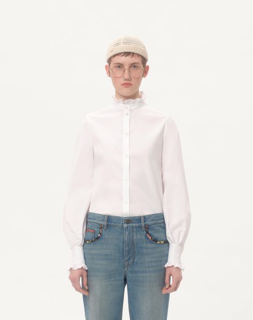 Valentino - Cotton Popeline Shirt - White - Woman - Shirts And Tops