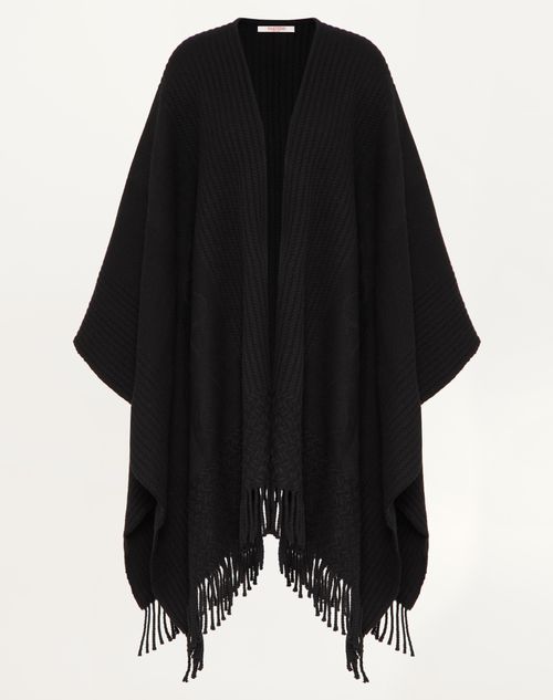 Shop Valentino Garavani Vlogo Signature Cashmere Poncho Woman Black Uni